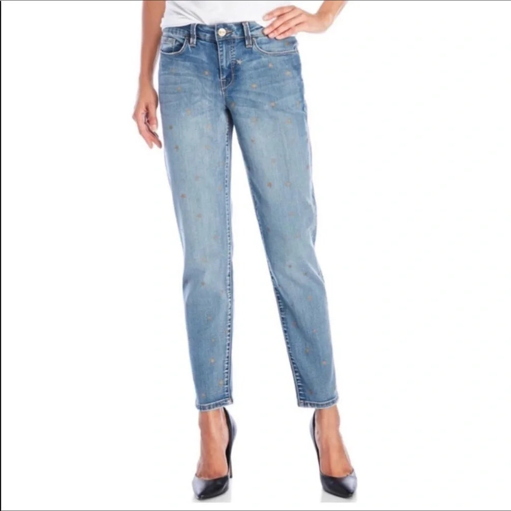 Nanette Lepore Boyfriend Gold Star Denim Jeans 8